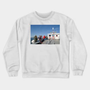 Blue skies aboard a Farne Island tour boat Crewneck Sweatshirt